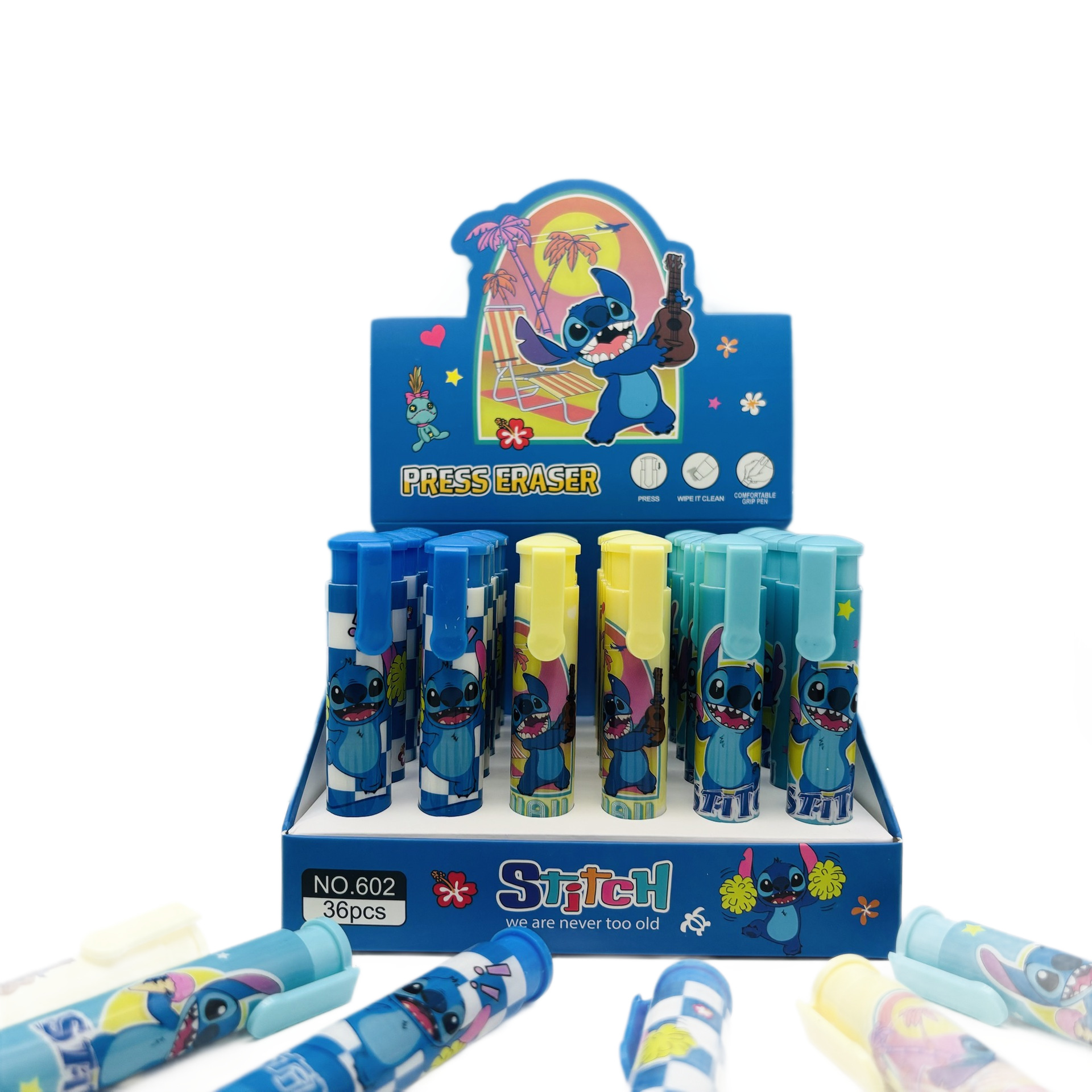 Nuevo Star Baby Presione Eraser Animation Steele creativo limpio menos residuos estudiantes y niños suministro de goma