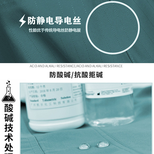 Hengluo anti-acid and alkali anti-static work clothes set customized anti-corrosion sulfuric acid electronics factory workshop labor protection clothing with printing