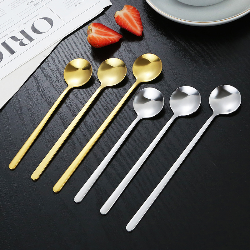 Taza pequeña redonda de acero inoxidable estilo coreano para remover café, con diseño de nido de pájaro y cuchara._voghion.com