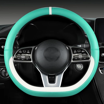 Steering wheel cover — car supplies medium handle - d-shaped-tiffany-blue-and-white-plastic-ring-38cm