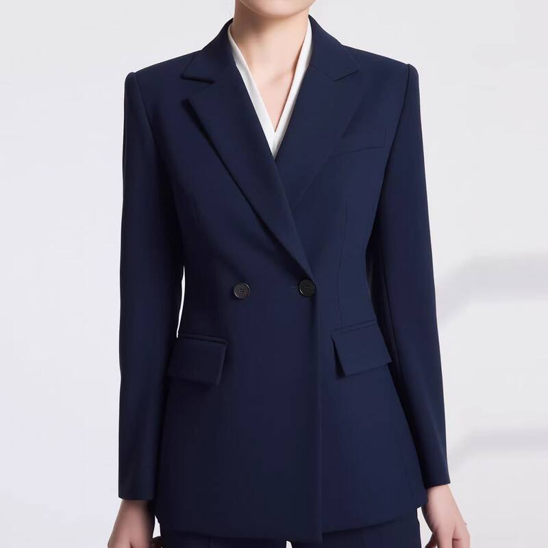 Áo vest nữ ôm dáng dài tay phong cách công sở, phù hợp phỏng vấn và đi làm — Xanh tím than [Áo vest đơn], Áo vest đen, Bộ vest màu xanh navy [áo vest + quần], Bộ vest đen [Áo vest + Quần]