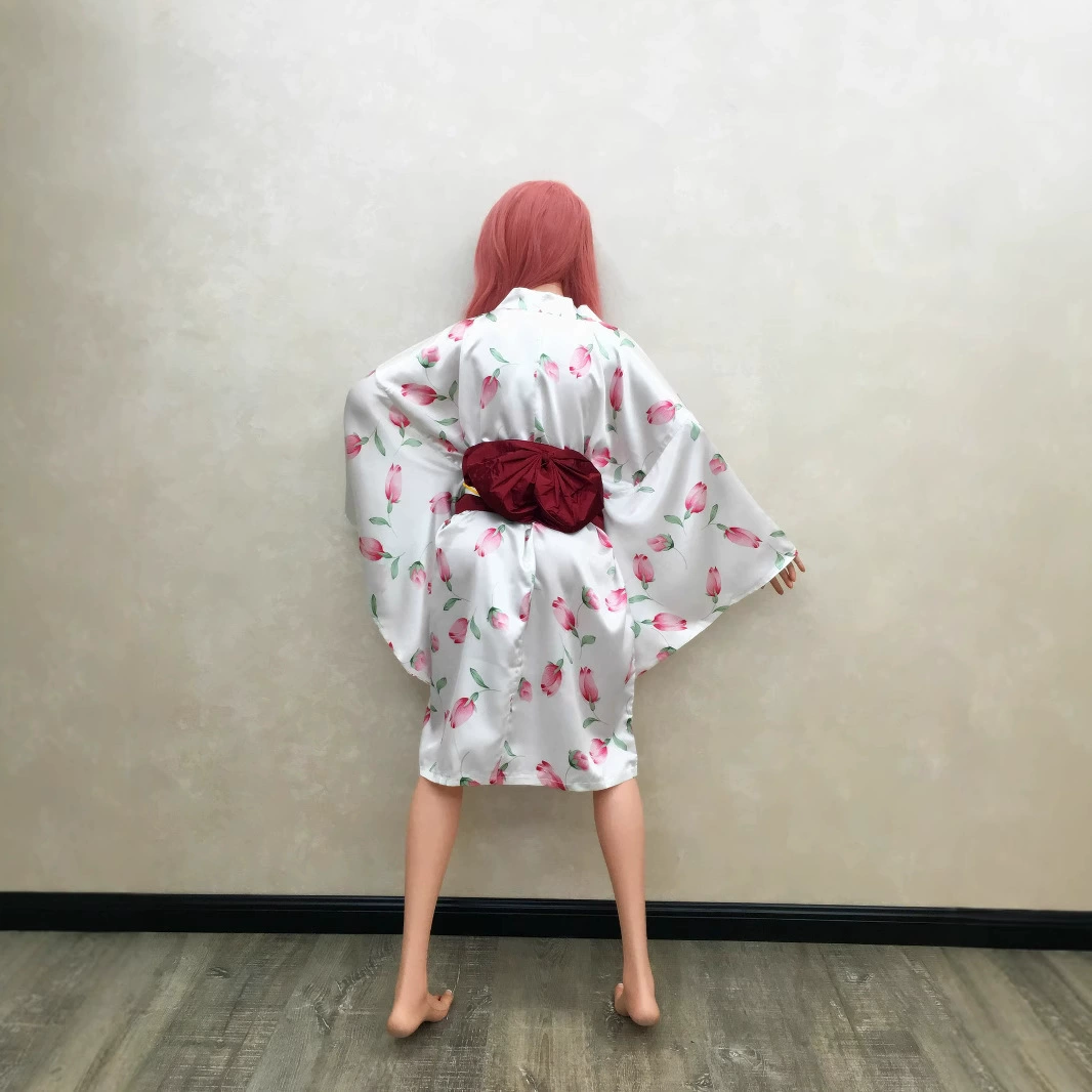 White Japanese kimono, suit, flowered