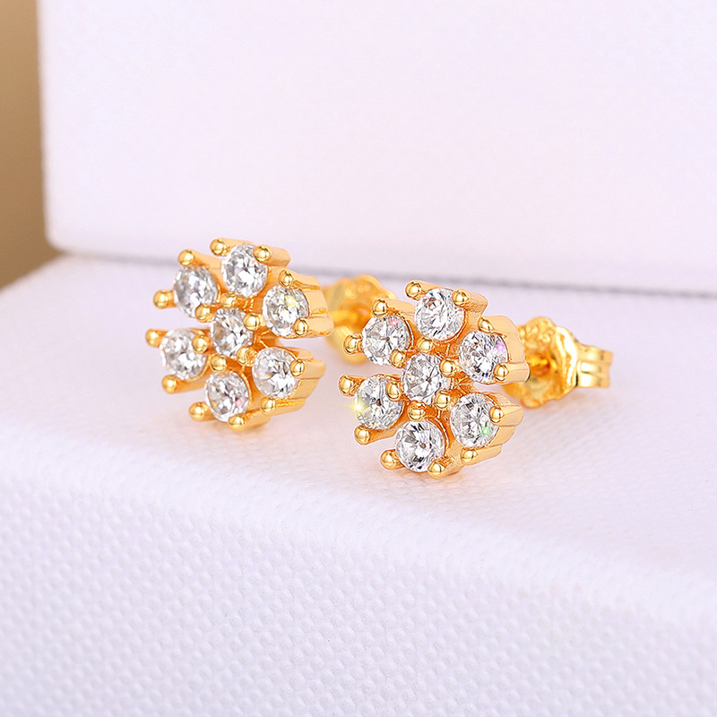 1 Pair Simple Style Flower Inlay Copper Zircon Ear Studs display picture 9
