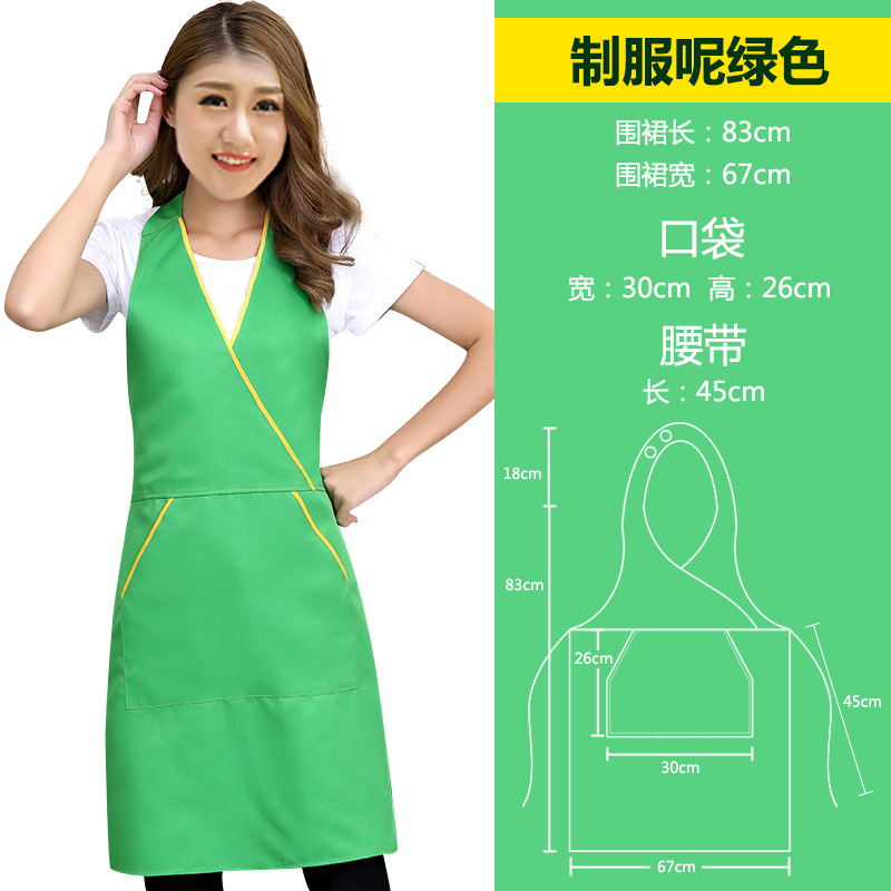V-cuello publicidad delantal logotipo personalizado salón de uñas cafetería guardapolvos hogar cocina delantal al por mayor personalizado