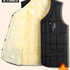 啄木鸟2025春节新款男士加绒加厚马甲中老年爸爸装外套保暖背心C