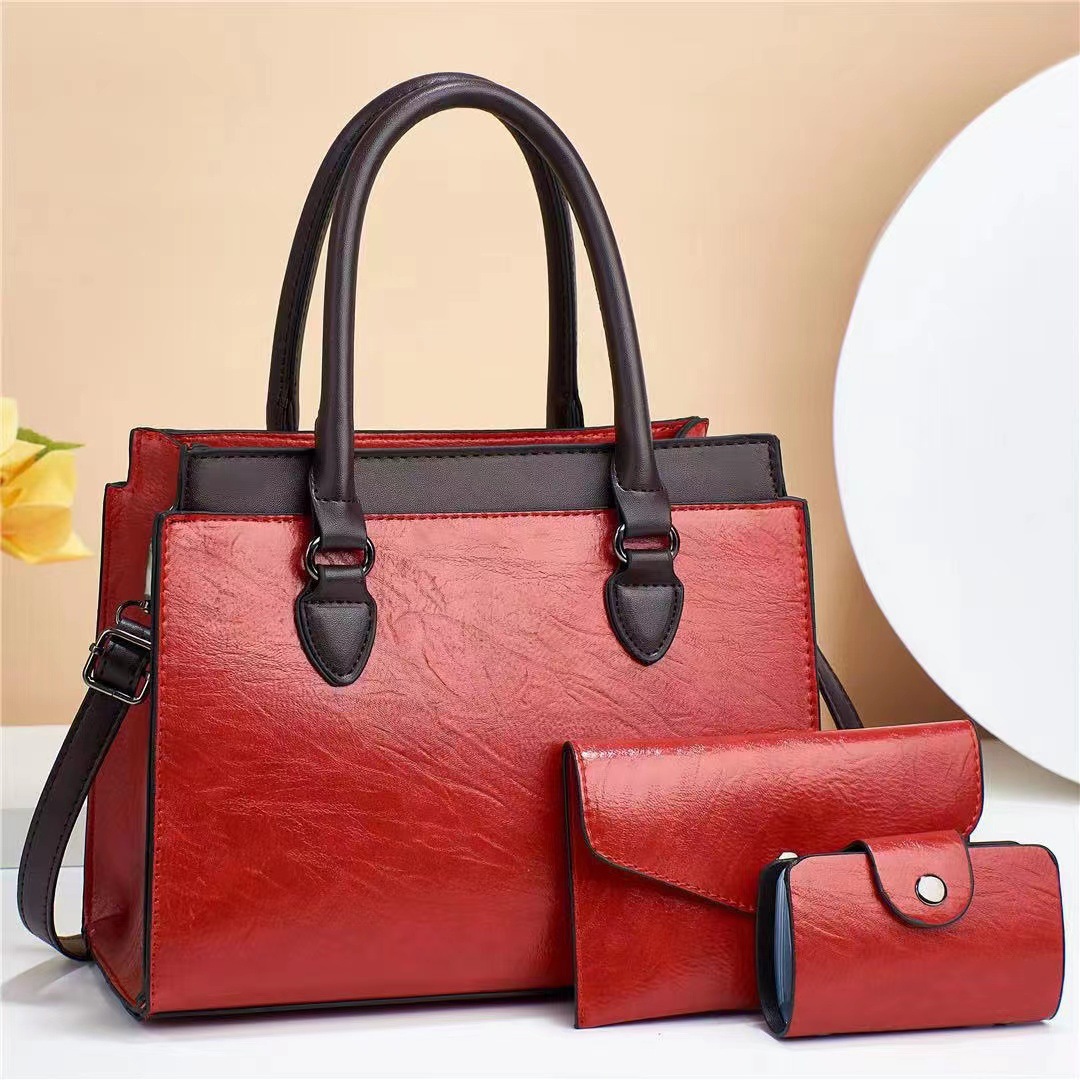 1041g Weight Polyester Cotton Lining Material Zipper Closure Type Top Handle Strap Type Handbag Bags Type Daily Occasion Pu Leather Material Solid Color Pattern All Seasons Season Women's Gender Classic Style Style Square Shape Large Size Women's Bag  Spring New Textured Korean Style Portable Three-Piece Suit Fashionable Retro Shoulder Messenger Bag 12