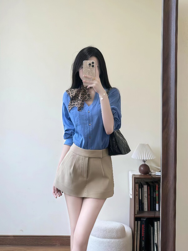 套装女2025秋季法式设计感小众衬衫上衣高腰显瘦包臀半身裙两件套|undefined