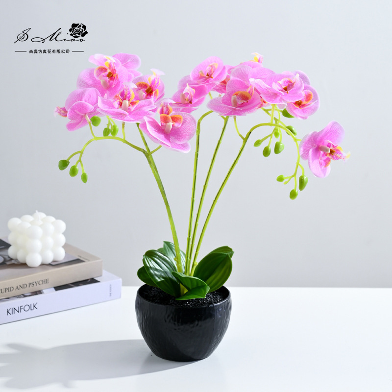 Flor falsa 5 tenedor 15 sensación de orquídea mariposa bonsai fábrica de flores de decoración directa para el hogar adornos de imitación maceta image 3