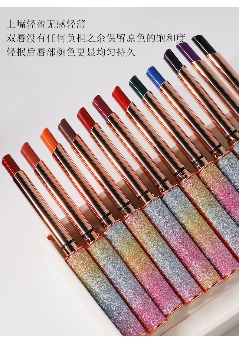 VIBELY Foreign Trade Starry Sky Shining matte Lipstick, non-stick cup, non-fading, small diamond heel Lipstick, cross-border wholesale undefined