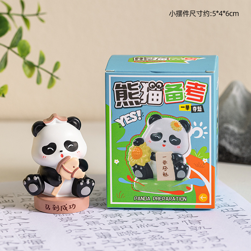 高級感小衆パンダ樹脂置物かわいいオフィスデスクトップ装飾癒しストレス解消女子プレゼント