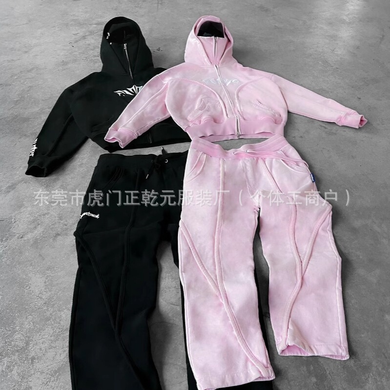 New Style Foreign Trade Personalized Street Cool Embroidered Patchwork Hoodie Ninja Spring and Autumn Heavy Craftsmanship Double-Layered Delivery