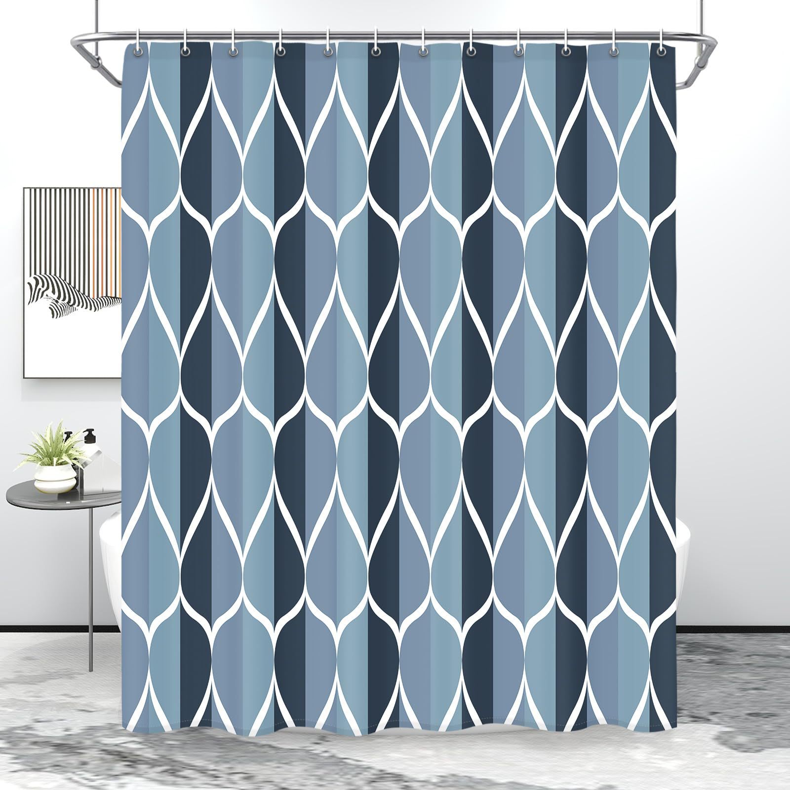 Waterdrop-pattern Digital-printed Thickened Waterproof Bathroom/shower Curtain, Polyester Bath Screen Divider For Hotels_voghion.com