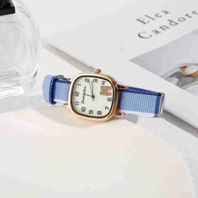 Women's Quartz Watch With Cute Bear Canvas Strap For Students_voghion.com