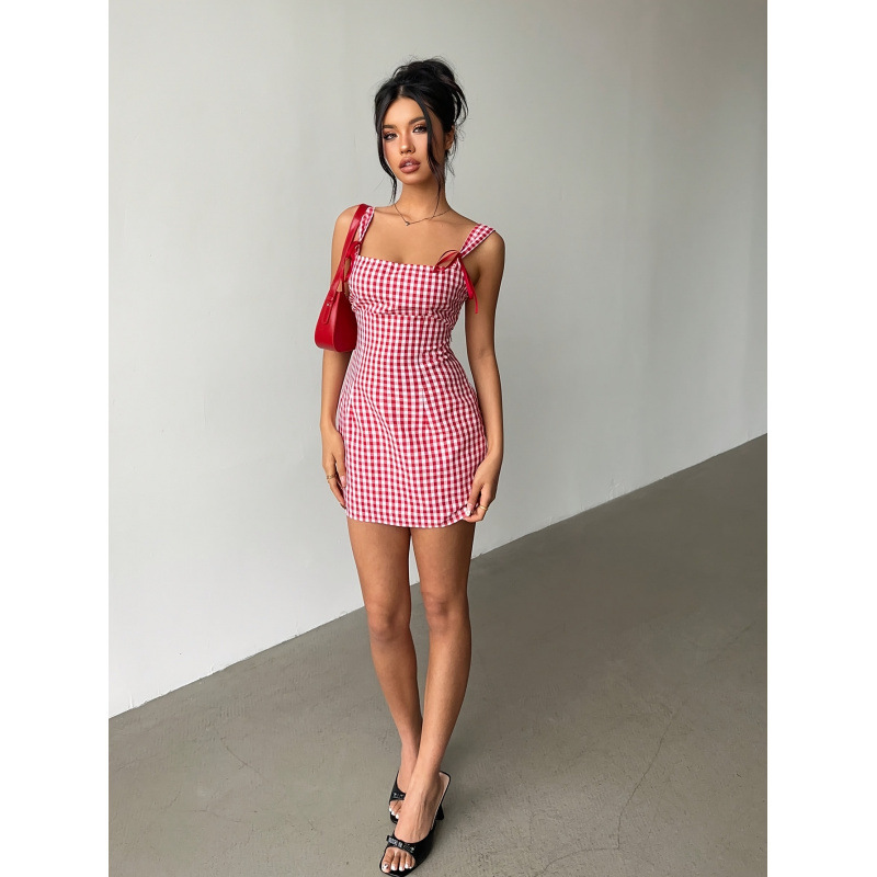 Women's Spring and Summer New Y2K Fashion Plaid Mini Suspender Dress Suitable for Young Girls' Concerts Women's Spring and Summer New Y2K Fashion Plaid Mini Suspender Dress Suitable for Young Girls' Concerts
