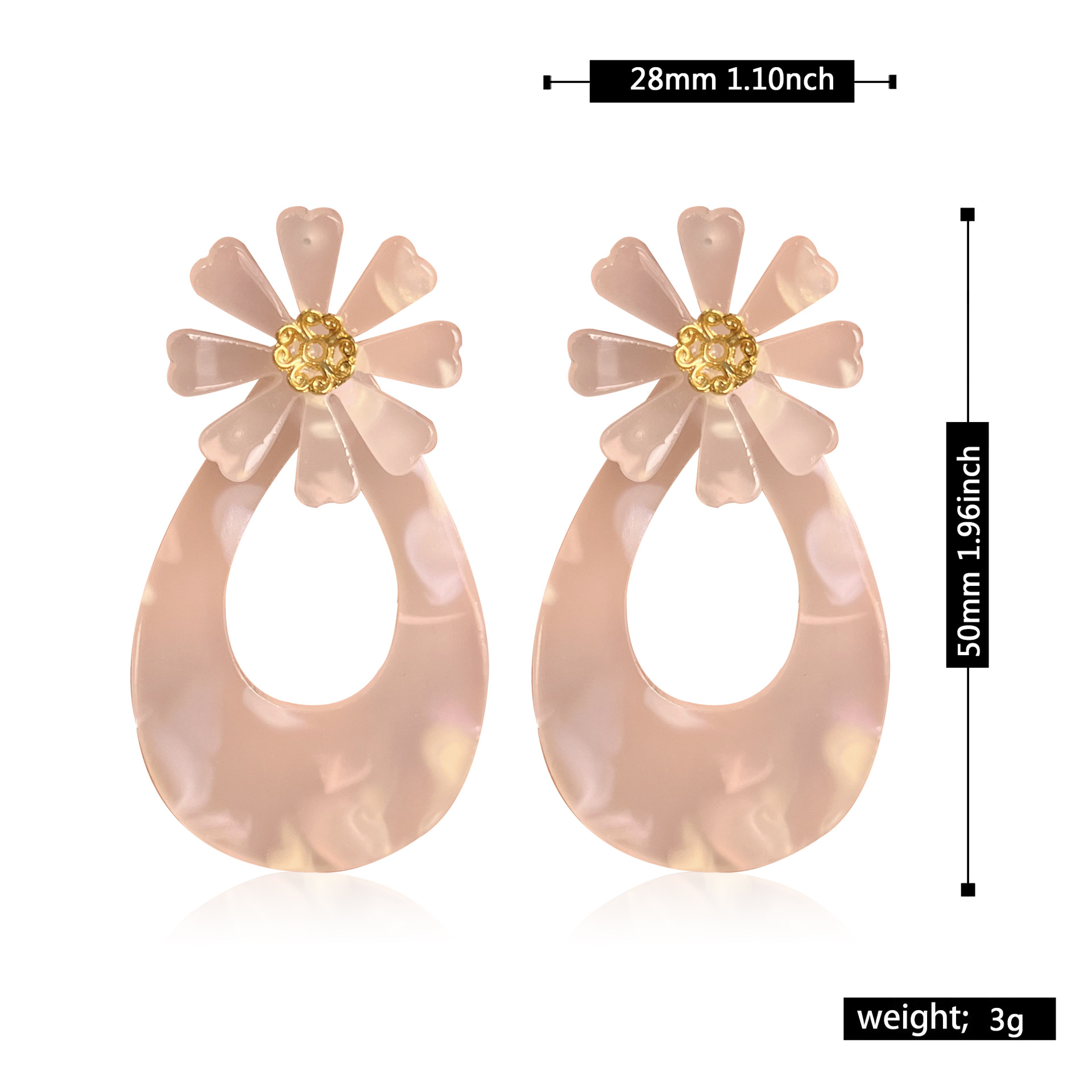 1 Pair Classic Style Flower Plastic Resin Drop Earrings display picture 3