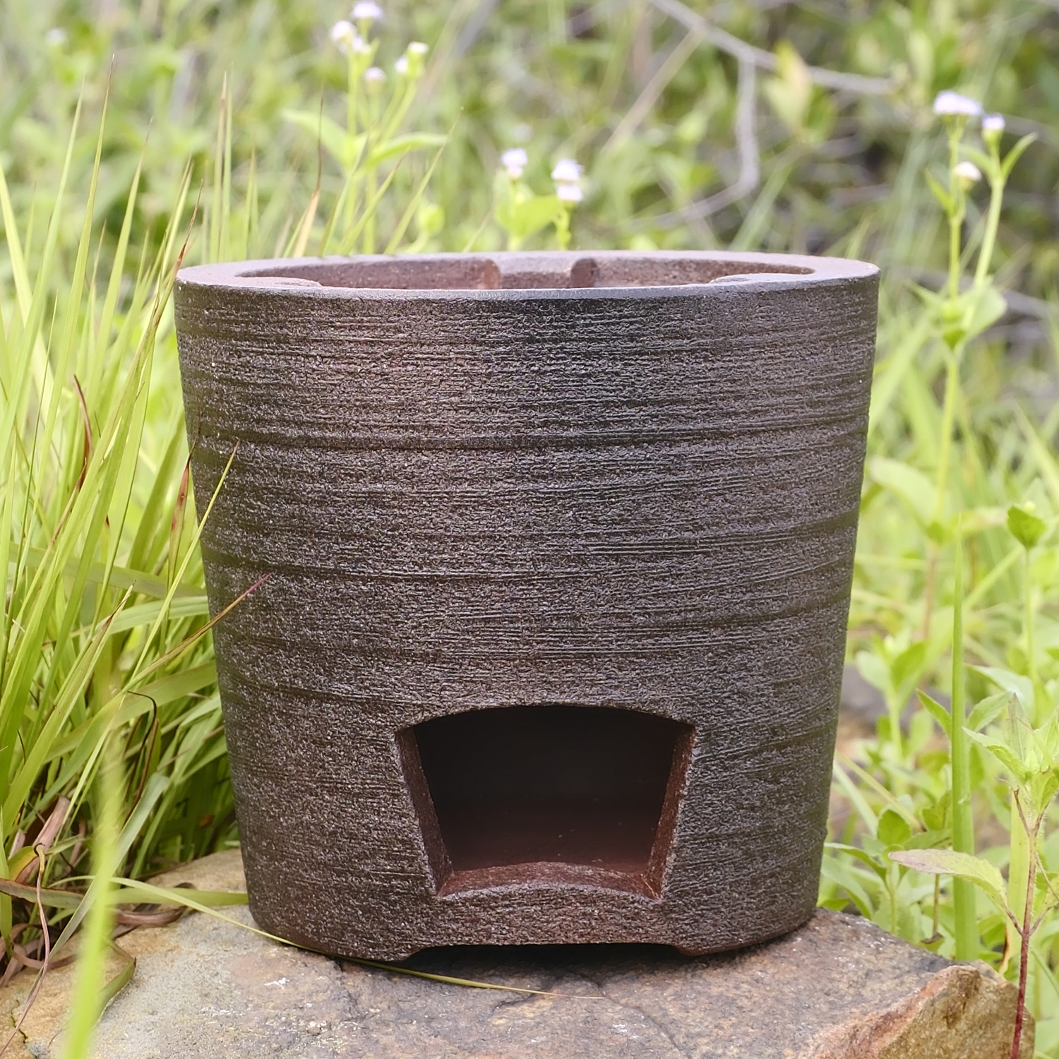 Wood-fired kiln-glazed charcoal stove, red clay heat-resistant charcoal stove, tea brewing stove, outdoor water boiling tea stove, fire stove, wind stove, Gongfu tea set