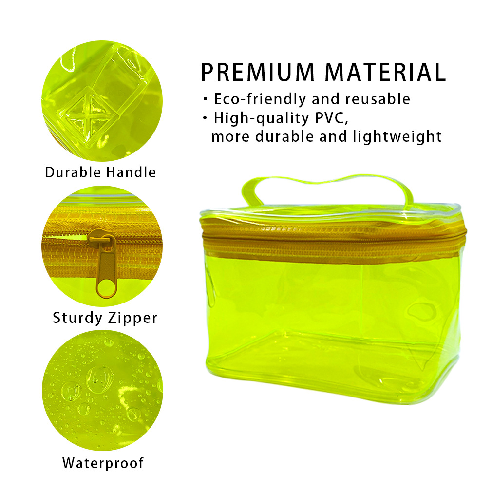 Bolsa de cosméticos portátil transparente de doble capa, gran capacidad, bolsa de aseo portátil impermeable para viajes, cubo de cosméticos transparente de almacenamiento portátil