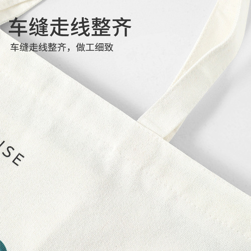 Portable Canvas Bag, Literary Single Shoulder Storage Bag, Simple Creative Zipper Canvas Bag for Students, Shopping Bag for Summer