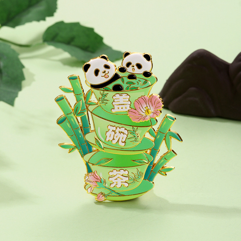 成都文创盖碗茶熊猫金属冰箱贴diy家居装饰旅游纪念品文创礼品|undefined