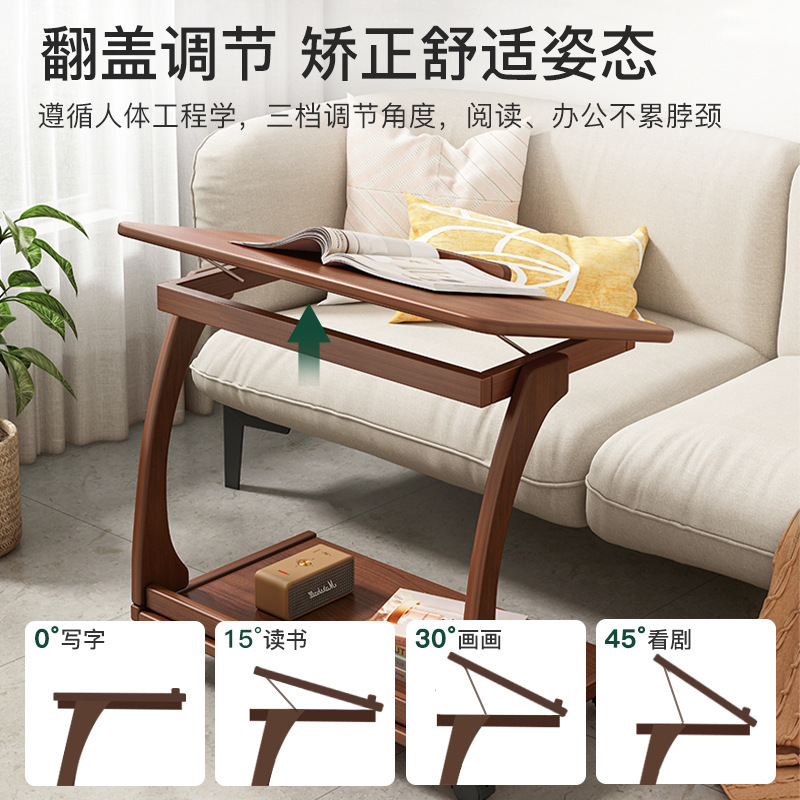 Armario de lado de sofá mesa pequeña móvil con ruedas mini mesa de café sala de estar pequeño apartamento C-tipo mesa de esquina cuadrada mesa de té