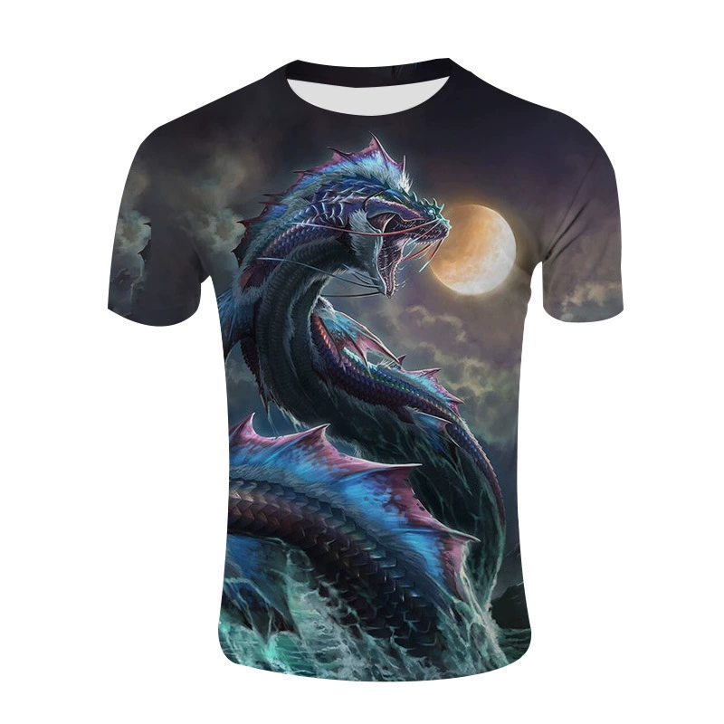 Внешняя торговля рубашка 3DT Amazon Досуг 3D Голова Дракона Печать Круглый вырез Футболка сетка футболка с коротким рукавом производители оптом