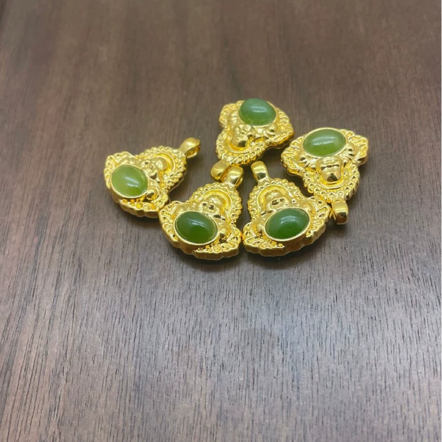 Подвеска из золота 18 карат, подлинный нефритовый кулон Будды из Хэтяна, ретро-китайский стиль, au750, цветное золото Будды, элитная оптовая продажа