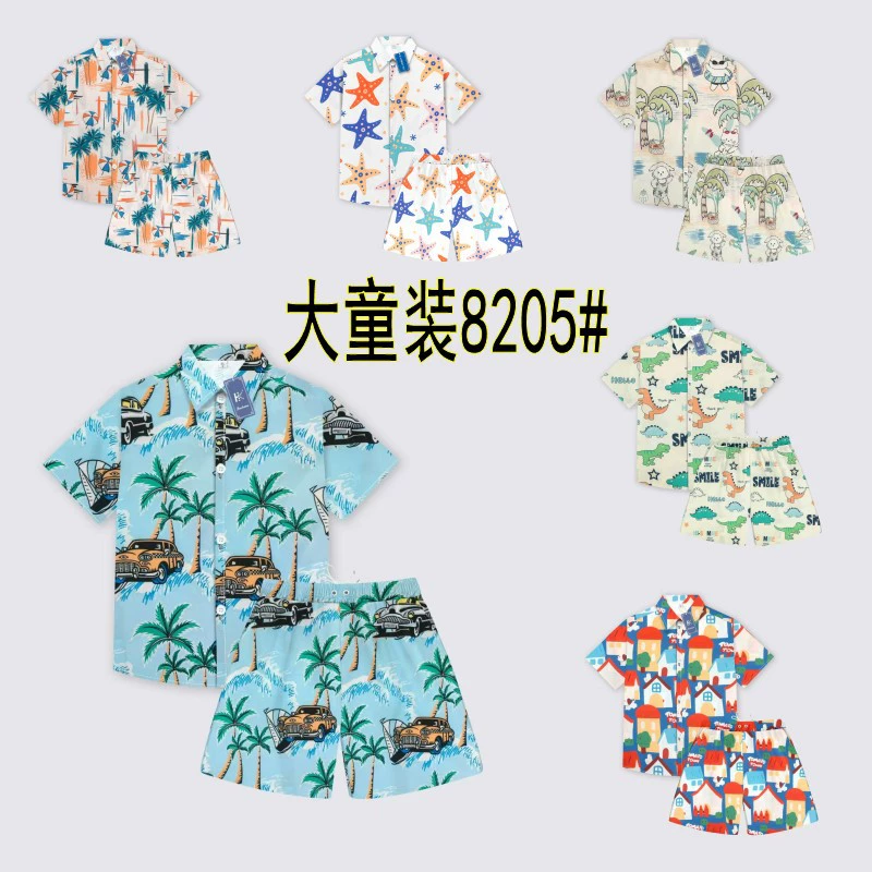 8205 # Большой детский кросс-бордерный высококачественный гавайский пляжный повседневный высококачественный эластичный костюм в четырех направлениях размера 12-18 лет.