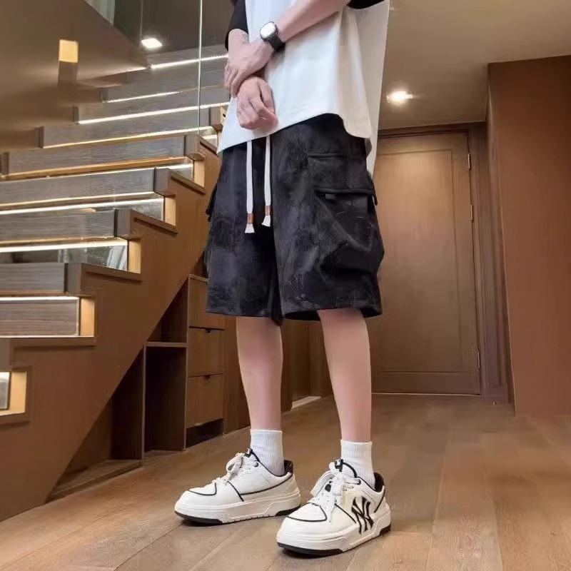 Tie-Dye Stylish Men's Summer Thin Niche Design Cargo Shorts Youth Sports Casual Mid-Length Shorts