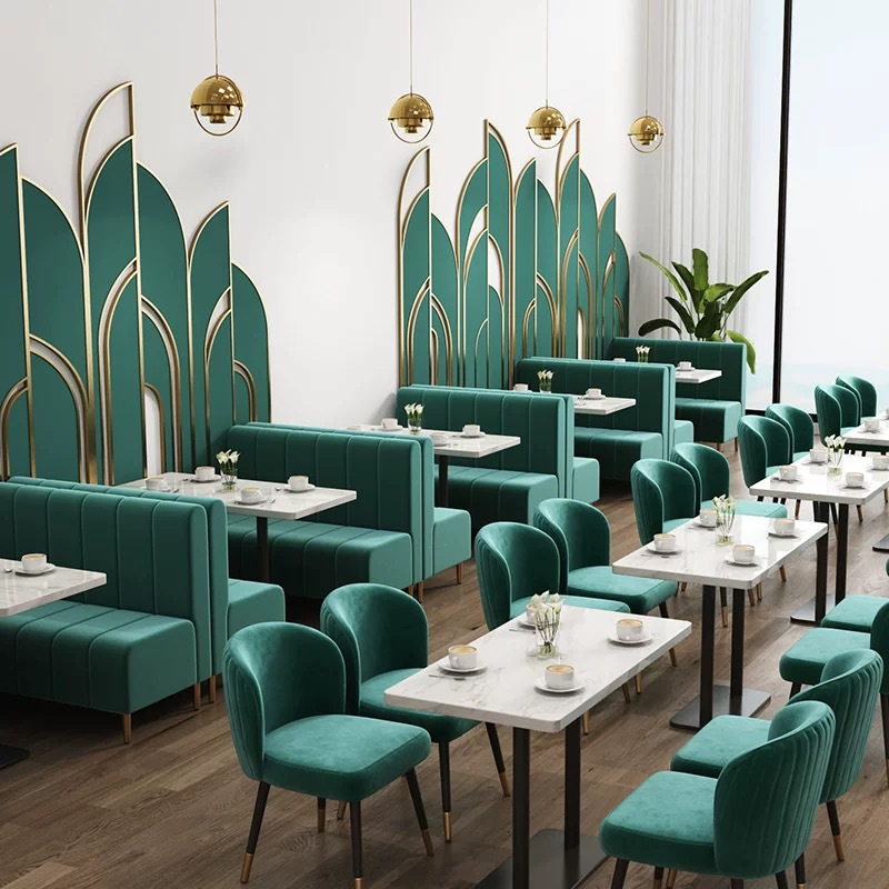 Nordic Style Steakhouse Dining Bar Lounge Table and Chair Sofa Set for Cafe and Milk Tea Shop