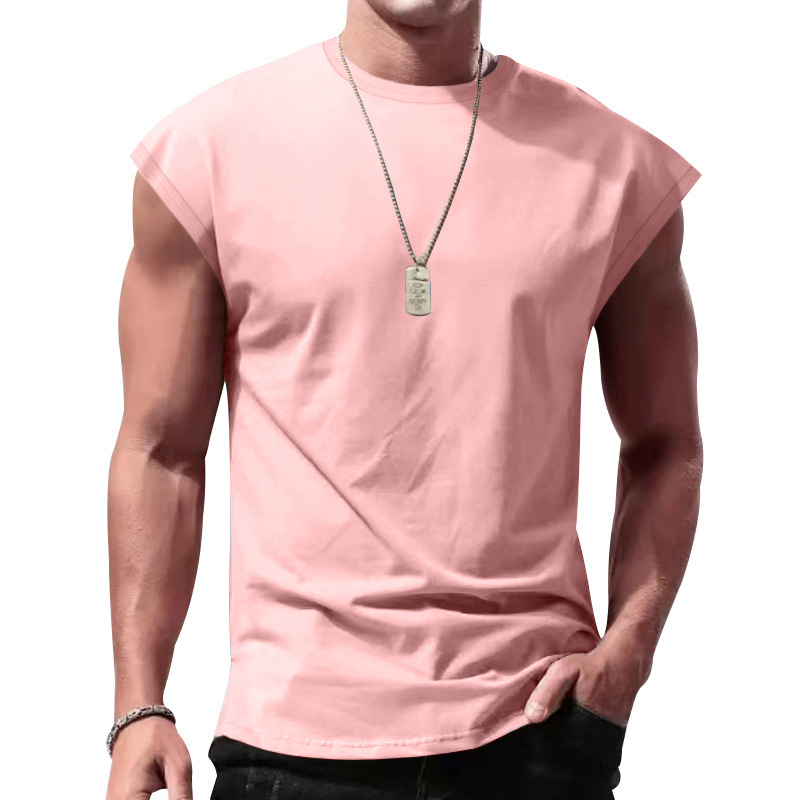 Camiseta sin mangas de verano para hombre, estilo eBay, para comercio transfronterizo, con textura acanalada, ajuste holgado, color liso, top casual deportivo.