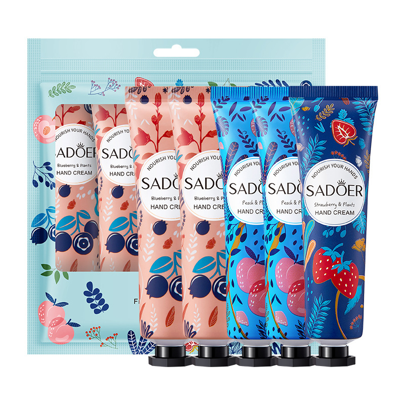 Comercio exterior transfronterizo SADOER colorido traje de crema de manos de flores y frutas hidratante anti-agrietamiento crema de manos regalo image 9