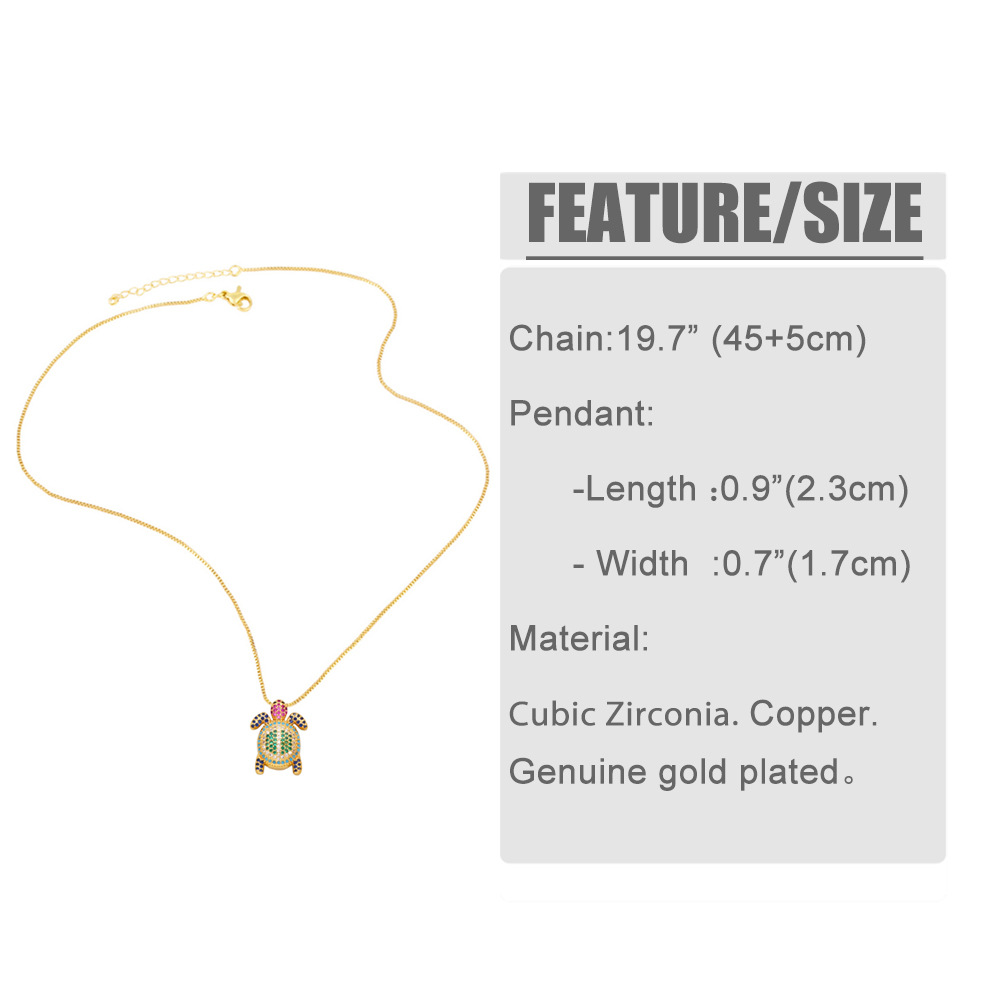 Fashion Tortoise Copper Plating Inlay Zircon Pendant Necklace 1 Piece