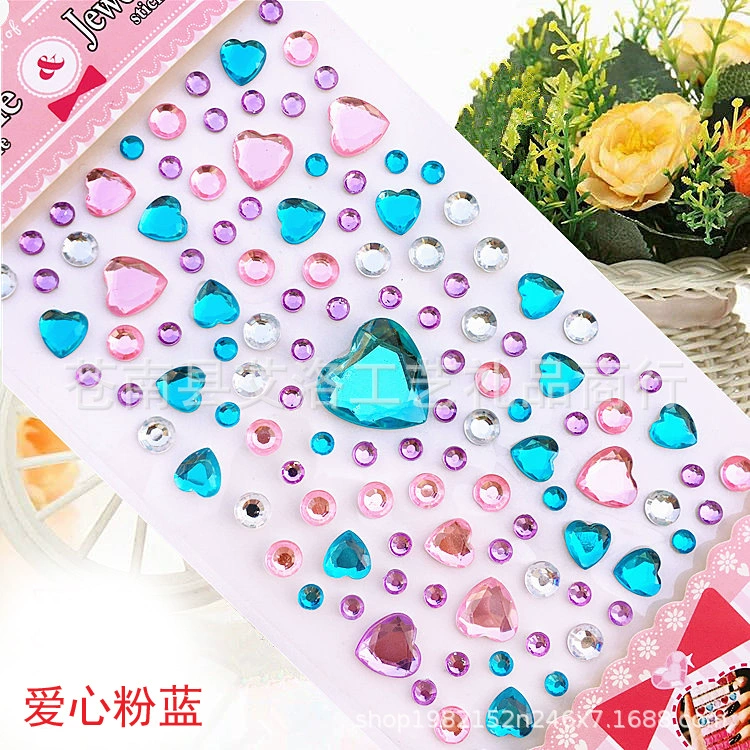 Crystal Patch Acrylic Gem Stickers, Plum Blossom & Heart Designs, 18 × 8.5 cm
