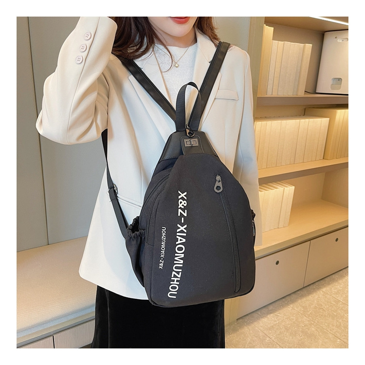 Cross-border women's multi-functional backpack, canvas chest bag, single-shoulder crossbody bag, multi-layered casual large-capacity bag undefined