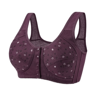 Middle-aged Mom Underwear Vest-style Front Buckle Bra Without Steel Ring for Women and Women plus size Thin Bra for the Elderly Summer