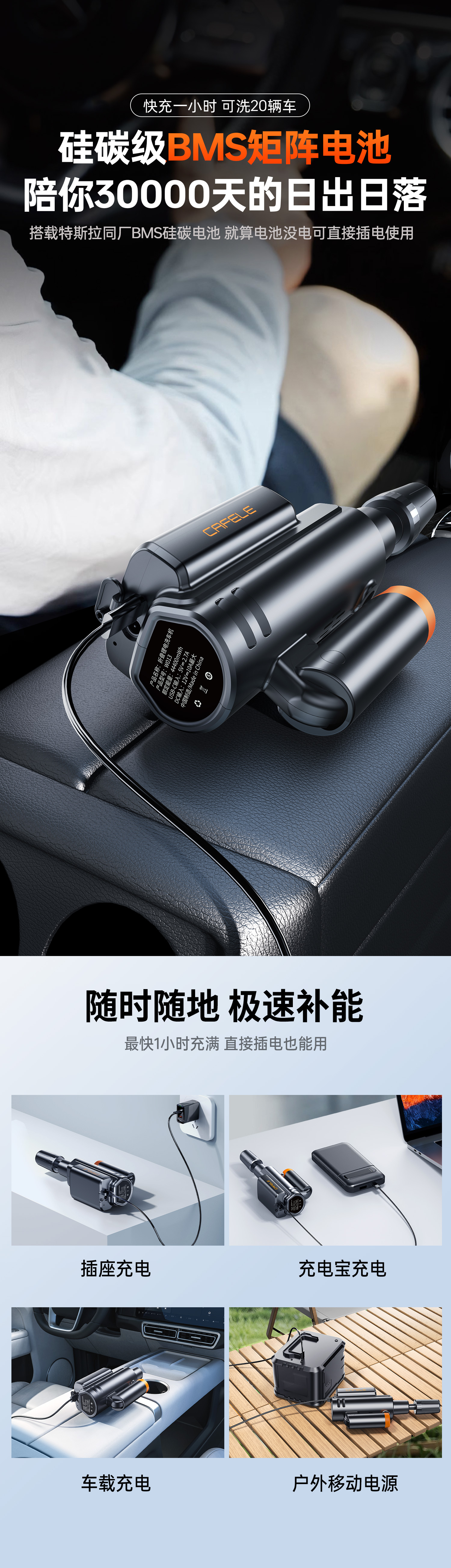 Kafeila High-Pressure Car Wash Water Gun Powerful Booster Spray Gun Household Water Pipe Brush Car Nozzle to Flush the Ground Artifact