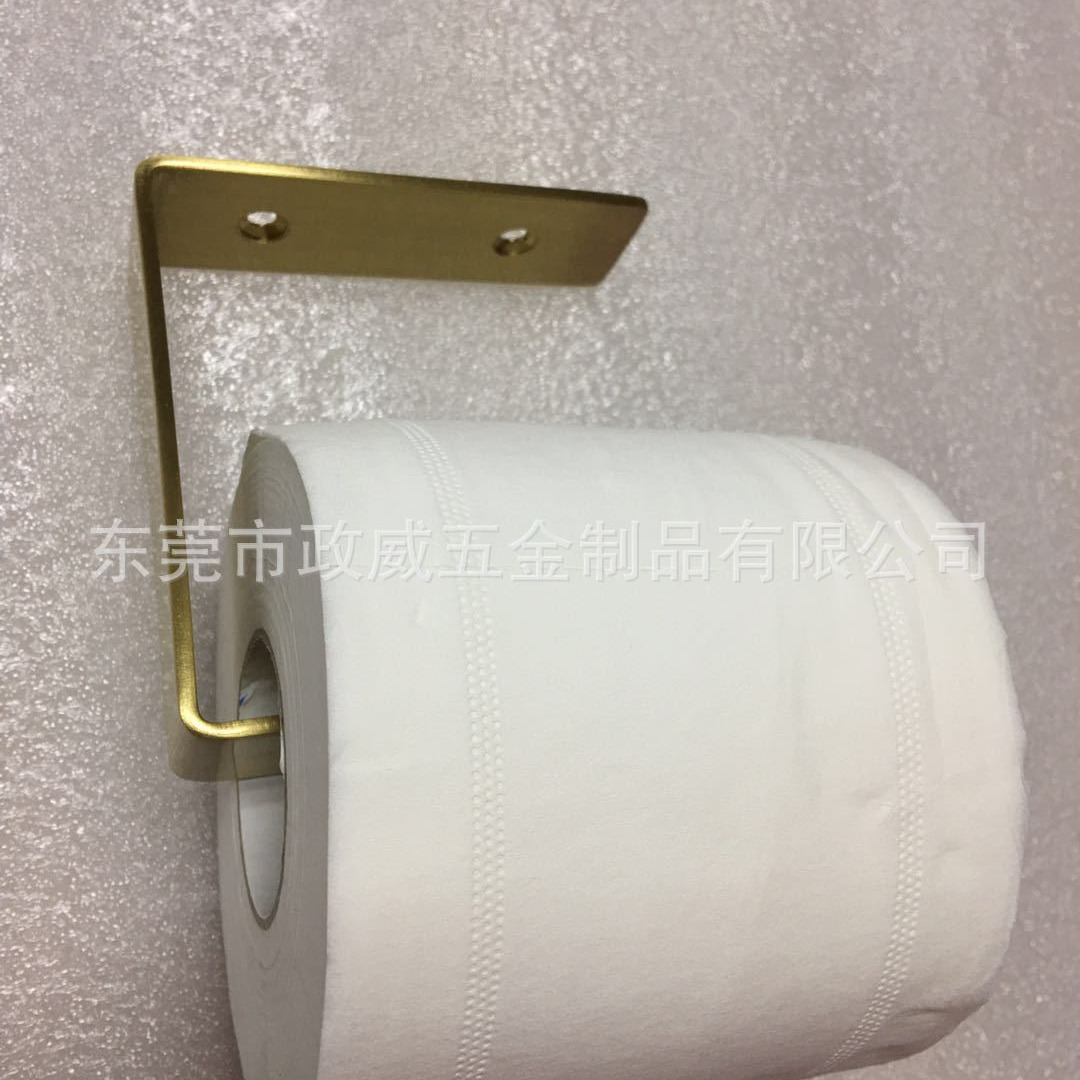 厂家定制北欧卫生间黄铜纸巾架打孔厕所卷纸筒架黄铜手纸卫生纸架|ms