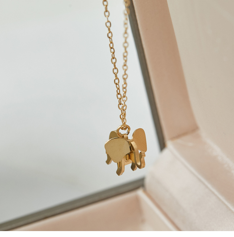 5g Weight Real Gold Plated Plating Material Real Gold Plated Elephant 304 Stainless Steel Fashion Waterproof Non Tarnish Pendant Necklace