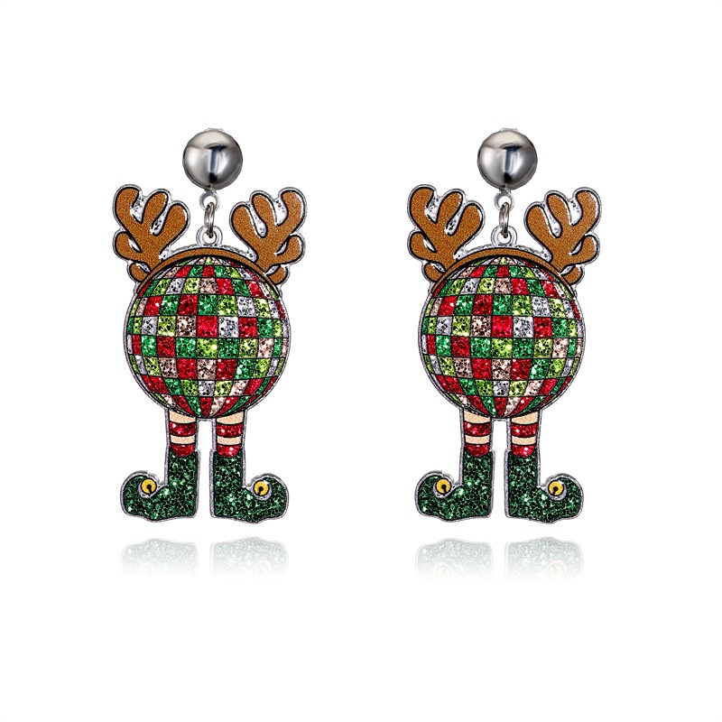 Navidad transfronteriza joyas navideñas bonitos sombreros de Navidad pendientes de animales de moda femenina pendientes de orejas navideñas