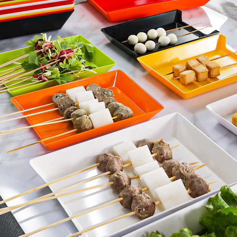 Kaiboya Melamine Skewer Plates Commercial Use Imitation Porcelain Plastic Fried Skewer Display Plates Selection Plates Barbecue Plates Presentation Plates Kaiboya Melamine Skewer Plates Commercial Use Imitation Porcelain Plastic Fried Skewer Display Plates Selection Plates Barbecue Plates Presentation Plates