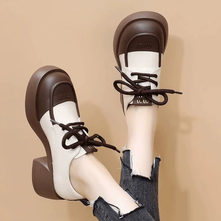 Туфоны Lofu Женская весна 2024 Новый стиль Женские туфли в британском стиле маленькие кожаные туфли на низком каблуке модные женские туфли повседневные одиночные туфли