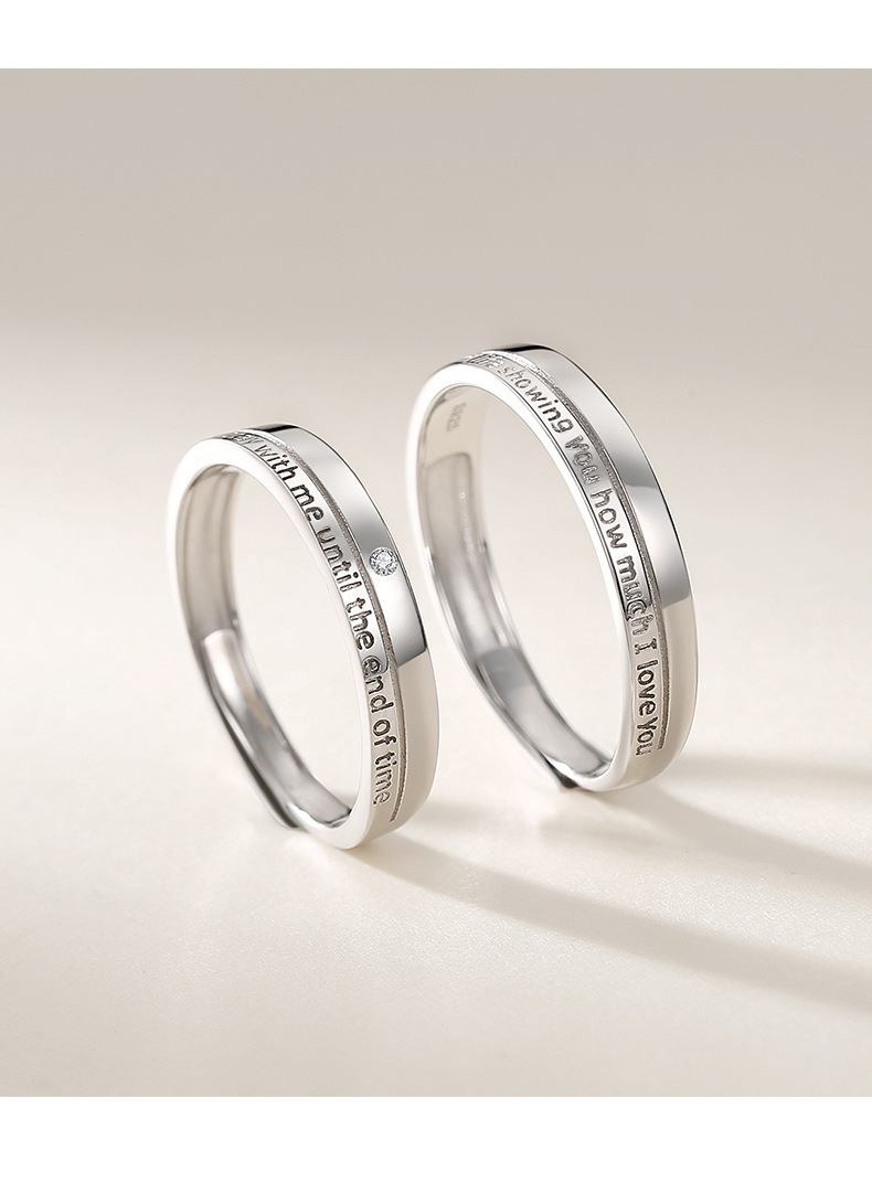 Fashion Letter Sterling Silver Inlaid Zircon Rings