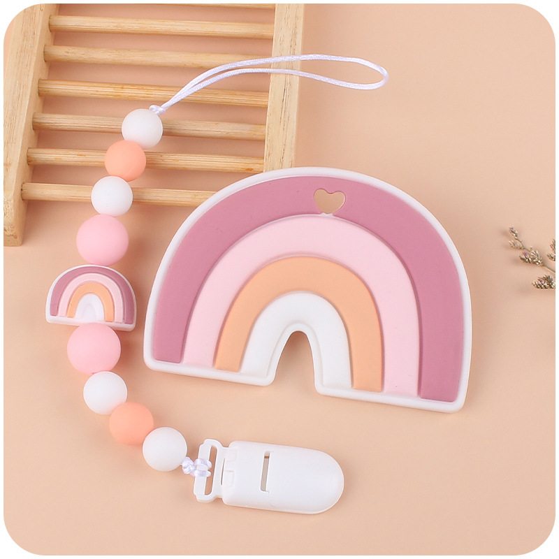 Bebé suministros chupete cadena creativa dibujos animados silicona teether palo traje de juguete