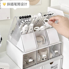 Sloping Insert Pen Holder Office Desk Storage Box Student Desk Acrylic Stationery Organizer Multi-functional Pen Tower