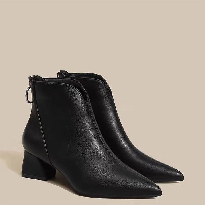 autumn suede fashionable low boots English style pointed-toe