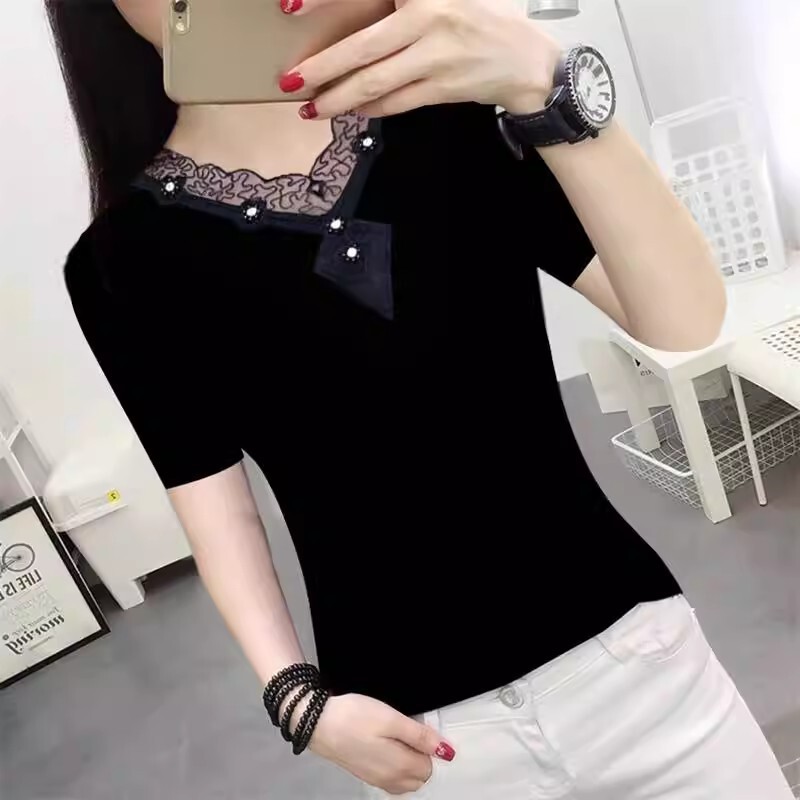 Brand Tailstock Picking up Foreign Trade Mother Summer Dress Short-sleeved Slim-fit T-shirt Small Shirt Middle-aged and Elderly Women's Foreign Elegant Thin Style