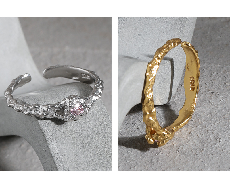 Korean version of ins niche design sense micro-inlaid zircon lava texture texture S925 sterling silv