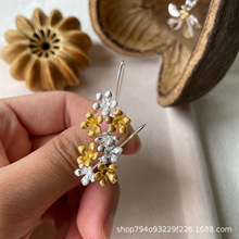 西西里 泰国精工 925纯银 桂花银色耳环 时尚百搭小众设计饰品