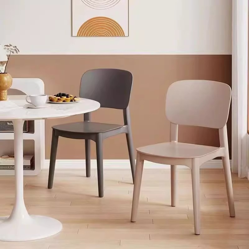 Thickened Plastic Dining Chair Modern Simple Backrest Chair Home Dining Table Chair Comfortable Small Chair Cream Stool Folding