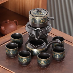 Lazy Person Drinking Tea Semi-Automatic Kung Fu Tea Set Tea Gift Small Set Tea Tray New Household Ceramic Large Bamboo